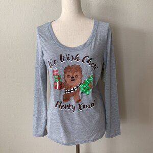 Munki Munki Women's Sz M Star Wars Chewbacca Long Sleeves Holiday Pajama Top